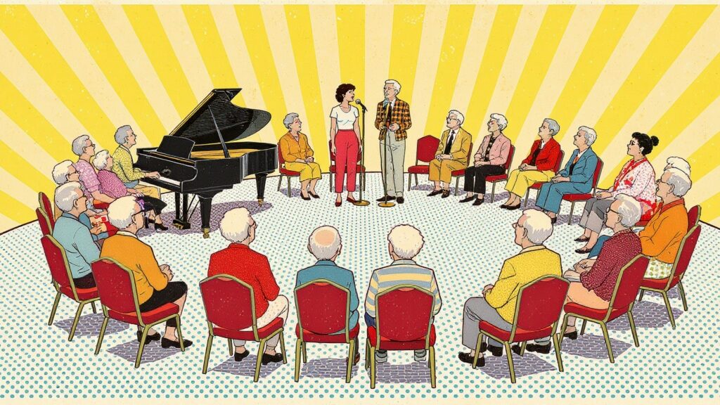 Pop,Art,Artistic,Image,Of,Elderly,People,Singing,In,A